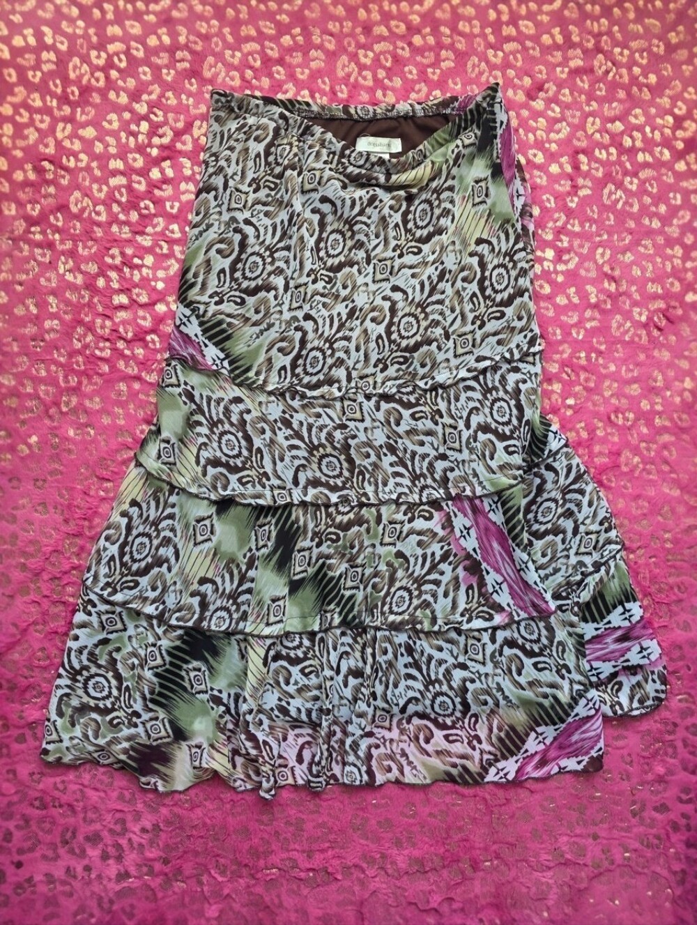 Dressbarn 2000s multicoloured skirt with ruffles and a flowy fit Boho Fairycoe